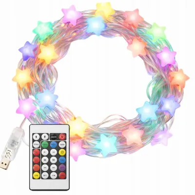 Zdjęcie produktu dla Verk 12445, Świetlne gwiazdki RGB, 50 diod LED, zasilanie USB, pilot, Bluetooth