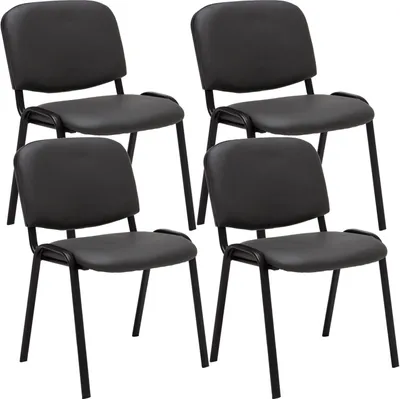 Produktbild von CLP 4er Set Besucherstuhl Ken Kunstleder stapelbar und mit modernem Design grau