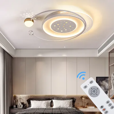 Zdjęcie produktu dla Lampa sufitowa LED z pilotem/aplikacją Regulacja barwy/jasności światła. Biała ramka i wzór gwiazdy TY9644-YX