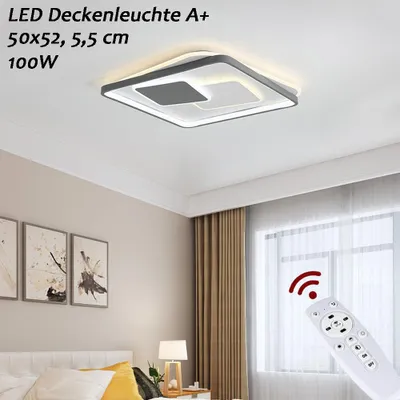 Produktbild von LED 9643-FX 50x52 cm, H 5,5 cm LED Deckenleuchte mit Fernbedienung Lichtfarbe/Helligkeit einsetllbar