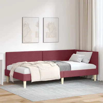 Obrázok produktu pre Maison Exclusive – Rohový rám postele, vínovočervený, 90 cm x 190 cm, látka a preglejka