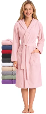 Produktbild von Twinzen - Bademantel Damen Frottee mit Kapuze - 100% Baumwolle - S