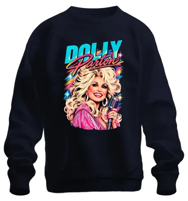 Obrázok produktu pre Dolly Parton, legenda country hudby, speváčka, retro ikona 80. rokov, mikina, námorná modrá, veľkosť L