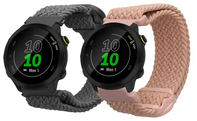 Produktbild von kwmobile 2x Uhrenarmband für Garmin Forerunner 55 / Forerunner 165 / 245 / 645 / 570 42mm Armband - Fitnesstracker Band Set aus Nylon - Ersatzarmband