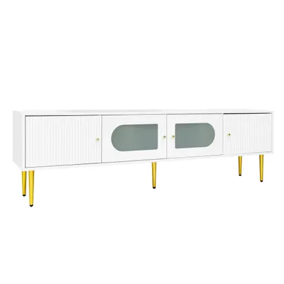 Produktbild von okwish TV-Schrank TV-Lowboard mit Goldenen Beinen und Griffen, 170*35*50cm, Fernsehtisch Wohnzimmerschränke Hängeschrank für Wohnzimmer, weiß