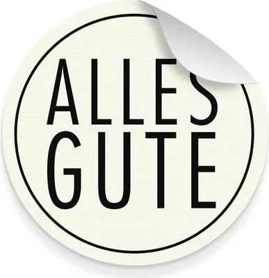 Produktbild von itenga 10x Aufkleber Sticker "Alles Gute" weiß schwarz 9,5 cm Durchmesser