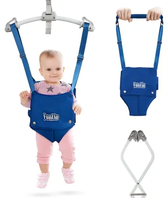 Produktbild von 2-in-1 Baby-Türschutz mit Türstopper und Laufgitteraufsatz - Blau