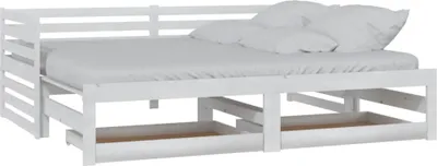 Obrázek produktu pro vidaXL Rozkládací denní postel 2x(90x200) cm Bílé masivní borovicové dřevo
