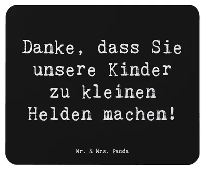 Produktbild von Mr. & Mrs. Panda Mauspad Spruch Erzieher Heldenmacher - Schwarz - Geschenk, Freundschaft, computer, mausteppich, Aufmerksamkeit, Fürsorge, Erziehung, Entwicklung, Kinder