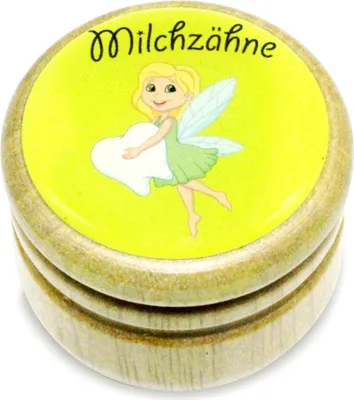Produktbild von Milchzahndose Zahnfee Zahndose Milchzähne Bilderdose aus Holz mit Drehverschluss 44 mm ( Zahnfee ) - 7015