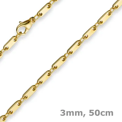 3mm-Plattenkette-585-Gelbgold-50cm