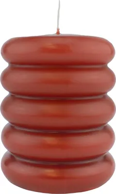 Produktbild von INNA-GLAS Kerze MONISHA mit Querrillen, altrot, 11cm, Ø9cm, 69h - Germany - Stumpenkerze