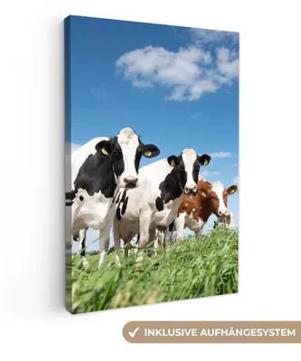 Produktbild von MuchoWow® - Leinwandbilder - Kühe - Landleben - Weide - Natur - Tiere, Wandbild, Wanddeko Bilder Wohnzimmer, 20x30 cm