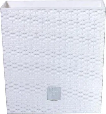 A white, woven-textured planter pot.
