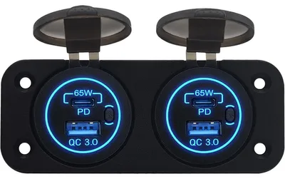 Produktbild von ProRide 12V USB/USB-C 4-Port Einbau-Steckdose 65W QC3.0 Blau