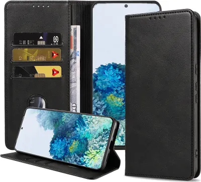 Obrázok produktu pre Smartphonica Samsung Galaxy S20 Plus puzdro z umelej kože s magnetickým zatváraním a držiakmi na karty - čierne