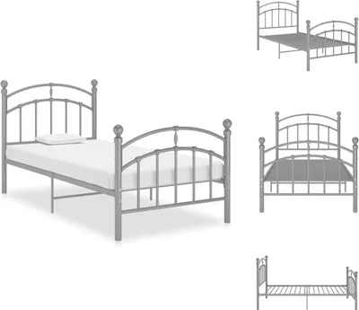 Produktbild von vidaXL Bettgestell Grau Metall 90x200 cm -  Betten & Bettgestelle