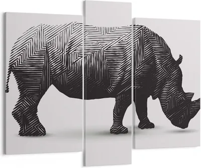 Produktbild von Bild auf Leinwand - Leinwandbild - Nashorn Tier Afrika Safari - 95x80cm - Wand Bild - Wanddeko - Leinwanddruck - Bilder - Kunstdruck - Wanddekoration - Leinwand bilder - Wandkunst - CB95x80-2935