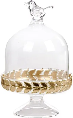 Productafbeelding van Goodwill - Glazen stolp met vogelmotief - 17 cm, voordelig aanbod: 2 stuks