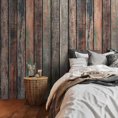Zdjęcie produktu dla Profhome 398321-GU Tapeta flizelinowa imitacja drewna matowa kolor brązowy niebieski zielony szary 1,59 m x 2,8 m