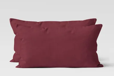 Produktbild von 2er Set Renforcé UNI Kissenhüllen 40x80 cm Kopfkissen Garnitur 100% Baumwolle Mit Reißverschluss bordeaux