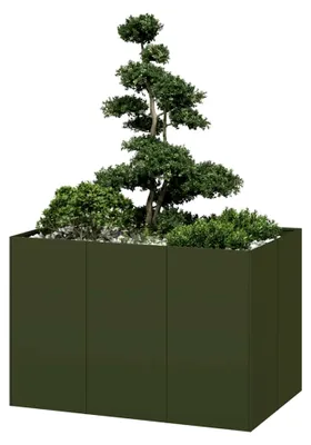 Produktbild von Pflanzgefäß Hochbeet Blumenkübel Gartenbeet Olivgrün 120x80x80 cm Stahl