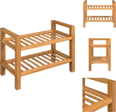 Obrázek produktu pro vidaXL Botník se 2 policemi 50x27x40 cm, dubový masiv - Botníky a skříně