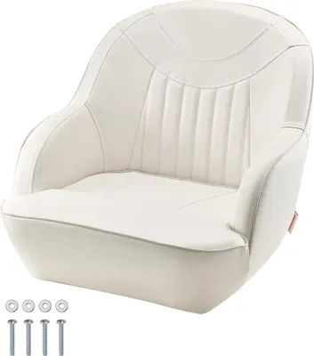 Immagine prodotto di VEVOR sedile da barca sedia da barca con schienale basso pieghevole sedile da barca da pesca con cuscino in spugna addensata e pelle PVC e design ergonomico sedile da barca per barche da pesca yacht navi bianco