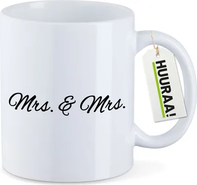 Produktbild von Huuraa Kaffeetasse Mrs. & Mrs. Schriftzug 330ml Weiß Keramik Kaffeebecher Geschenkidee