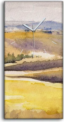 Produktbild von Küche Wohnzimmer Wand Leinwand Uhr Quarz 30x60 Toskanische Landschaft Aquarelle - weiße Hände