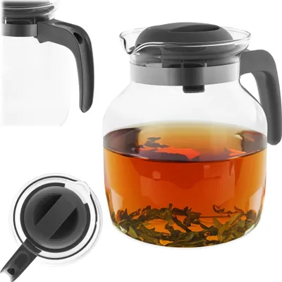 Immagine prodotto di Teiera resistente al calore KADAX con coperchio, vetro, grigio 1,5L