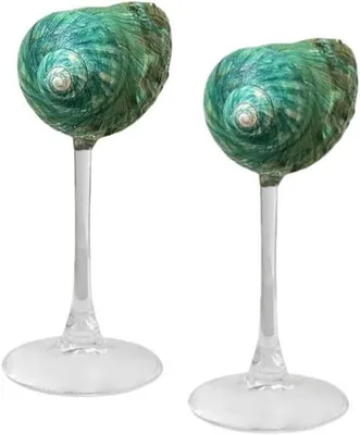 Produktbild von Elegante Shell Weinglas Set von 2, perfekt für Partys, Strandfeiern und Geburtstage