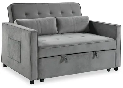 Image de MENZZO Canapé convertible 2 places Komaria Velours Gris