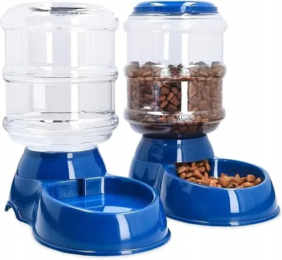 Produktbild von Dávkovač krmiva a vody pro domácí zvířata Navaris - sada pro krmení psů a koček - automatická krmná stanice pro suché krmivo