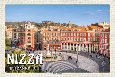 Produktbild von vianmo Holzschild 12x18 cm Nizza Frankreich Place Masséna Hauptplatz