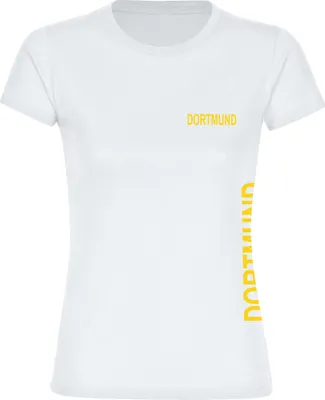 Produktbild von multifanshop Damen T-Shirt - Dortmund - Brust & Seite, weiß, Größe 3XL