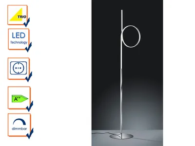 Produktbild von Trio Catoki Stehleuchte Standleuchte LED Fußdimmer Chrom Standleuchte