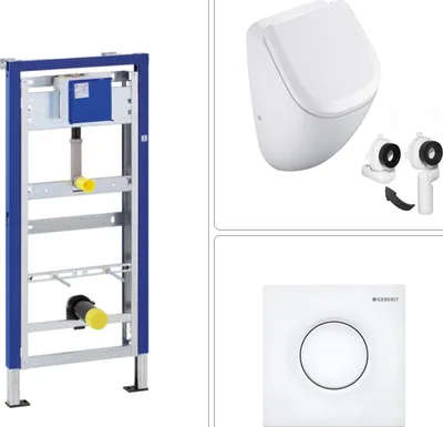 Produktbild von VIGOUR DERBY Urinal spülrandlos mit SoftClose Deckel und Geberit Zubehör, weiß