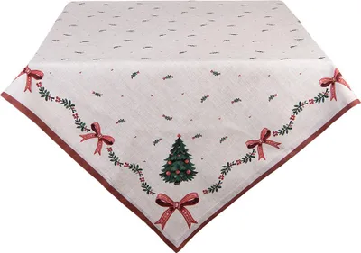 Produktbild von Clayre & Eef Tischdecke 100x100 cm Beige Baumwolle Weihnachten