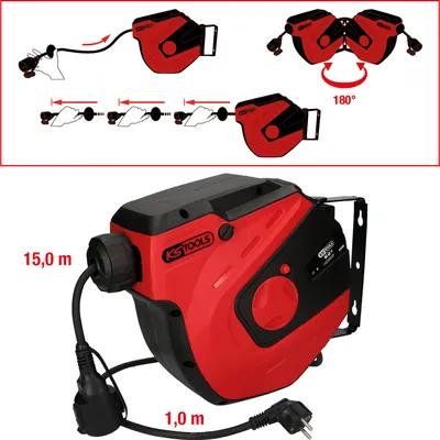 Produktbild von KS TOOLS Werkstatt-Kabelaufroller 15m 1,5 mm² - 150.4217
