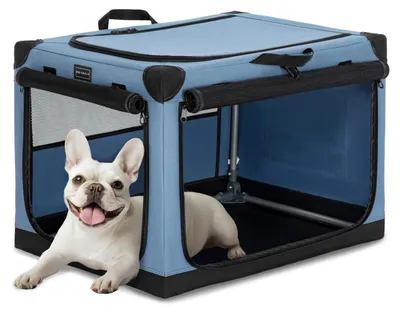 Productafbeelding van Opvouwbare hondenbench, stof, blauw, 66 x 49 x 46 cm