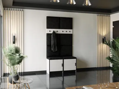 Obrázek produktu pro Šatní skříň KIER FURNITURE, bílá + černá látka - 106,4x205x39cm