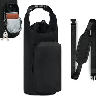 Produktbild von Trinkflaschentasche - Wasserflaschenhalter Tasche - mit Schultergurt - mit Handyfach - für Outdoor Tasche zum Wandern Camping - 30x12x10 cm