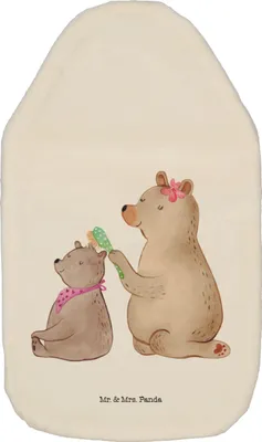 Produktbild von Mr. & Mrs. Panda Wärmflasche Bär Kind - Weiß - Geschenk, Familie, Wärmflaschen, Mama, mit Bezug, Muttertag, Wärmekissen, Bettflasche, Tochter, naturkautschuk