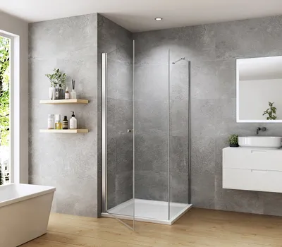 Zdjęcie produktu dla Heilmetz kabina prysznicowa 90x90x185cm drzwi skrzydłowe z panelem bocznym kabina kwadratowa szkło bezpieczne 6mm z nanopowłoką
