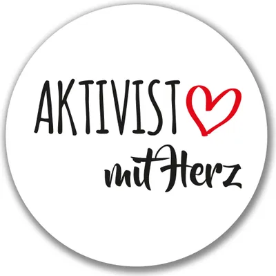 Produktbild von Huuraa Aufkleber Aktivist mit Herz 10cm rund Sticker Geschenkidee