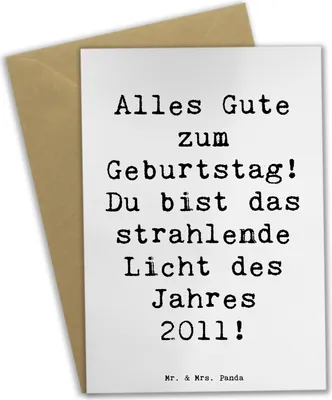 Produktbild von Mr. & Mrs. Panda Glückwunschkarte Spruch 2011 Geburtstag - Weiß - Geschenk, Geburtstagsgeschenk, Alter, weihnachtskarten, Grußkarte, Alles Gute zum, persönliche Botschaft