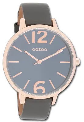 Imagen del producto de Reloj de pulsera Oozoo Damenuhr, color gris, correa de cuero, movimiento de cuarzo, esfera analógica, modelo D3UOC9153A