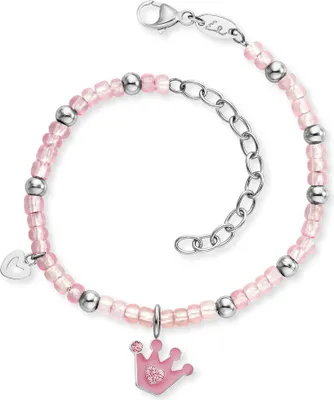 Produktbild von Herzengel Armband Edelstahl Glasperlen, Emaille HEBS-GLITTERCROWN Glitzerkrone