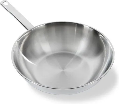 Produktbild von Famanu Wokpfanne 28 cm - RVS, Induktionsgeeignet, Ofenfest, Spülmaschinenfest